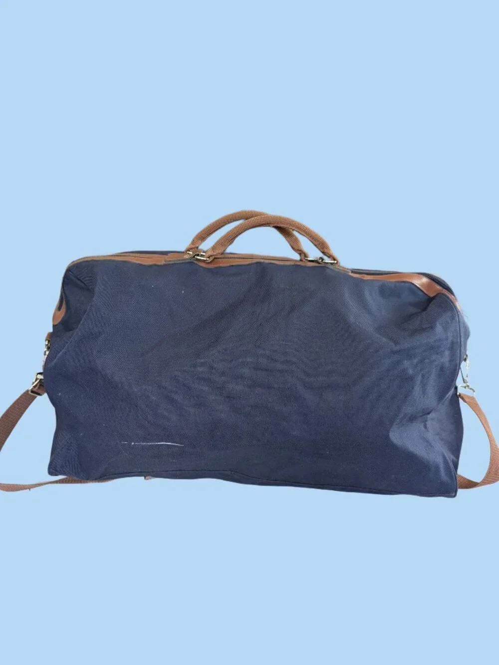 Polo Ralph Lauren Overnighter Duffel Bag - Retro 1990's - Rare Blue/Tan colors